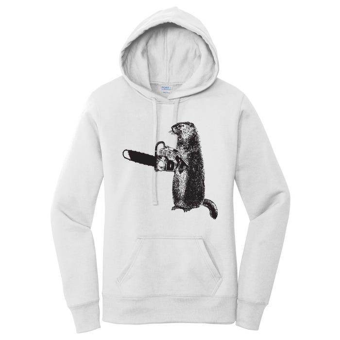 Woodchuck Groundhog Day Could Chainsaw Wood Women's Pullover Hoodie