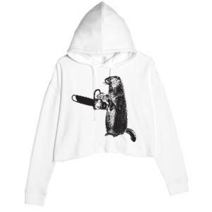 Woodchuck Groundhog Day Could Chainsaw Wood Crop Fleece Hoodie