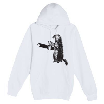 Woodchuck Groundhog Day Could Chainsaw Wood Premium Pullover Hoodie