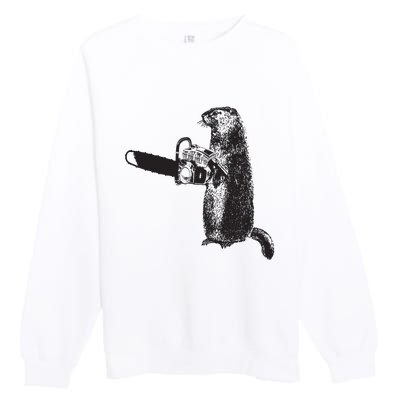 Woodchuck Groundhog Day Could Chainsaw Wood Premium Crewneck Sweatshirt