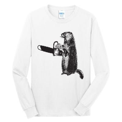 Woodchuck Groundhog Day Could Chainsaw Wood Tall Long Sleeve T-Shirt