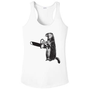 Woodchuck Groundhog Day Could Chainsaw Wood Ladies PosiCharge Competitor Racerback Tank