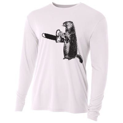 Woodchuck Groundhog Day Could Chainsaw Wood Cooling Performance Long Sleeve Crew