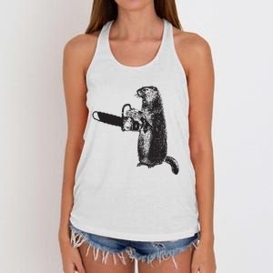 Woodchuck Groundhog Day Could Chainsaw Wood Women's Knotted Racerback Tank