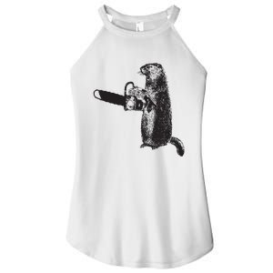 Woodchuck Groundhog Day Could Chainsaw Wood Women's Perfect Tri Rocker Tank