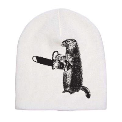 Woodchuck Groundhog Day Could Chainsaw Wood Short Acrylic Beanie