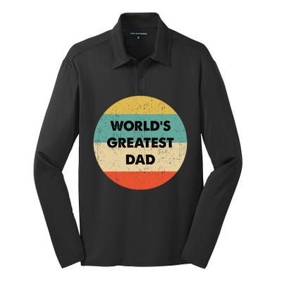 Worlds Greatest Dad Gift Silk Touch Performance Long Sleeve Polo