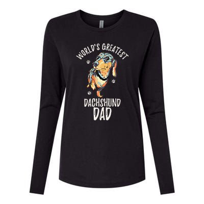 Worlds Greatest Dachshund Dad Funny Dog Papa Wiener Lover Gift Womens Cotton Relaxed Long Sleeve T-Shirt