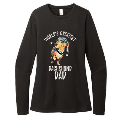 Worlds Greatest Dachshund Dad Funny Dog Papa Wiener Lover Gift Womens CVC Long Sleeve Shirt