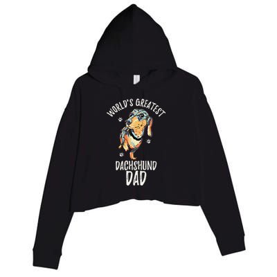 Worlds Greatest Dachshund Dad Funny Dog Papa Wiener Lover Gift Crop Fleece Hoodie