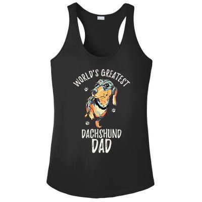 Worlds Greatest Dachshund Dad Funny Dog Papa Wiener Lover Gift Ladies PosiCharge Competitor Racerback Tank