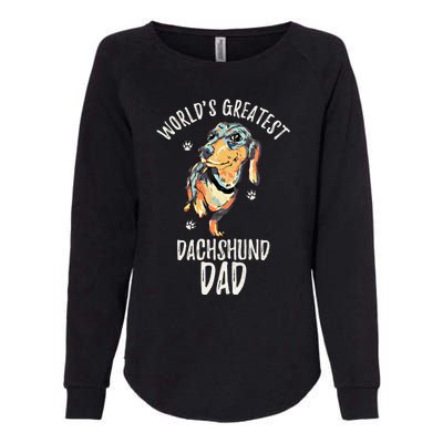 Worlds Greatest Dachshund Dad Funny Dog Papa Wiener Lover Gift Womens California Wash Sweatshirt