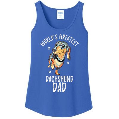 Worlds Greatest Dachshund Dad Funny Dog Papa Wiener Lover Gift Ladies Essential Tank