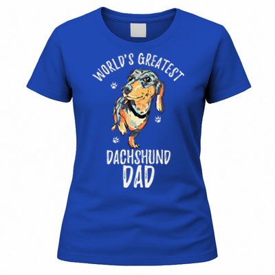 Worlds Greatest Dachshund Dad Funny Dog Papa Wiener Lover Gift Women's T-Shirt