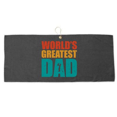 Worlds Greatest Dad Retro Funny Gift Large Microfiber Waffle Golf Towel