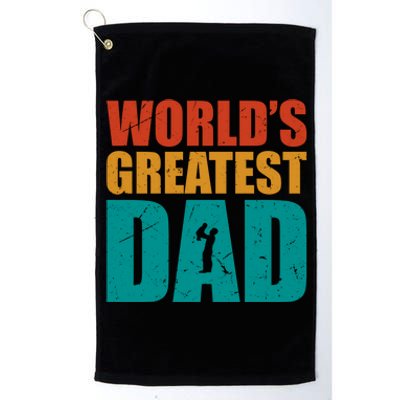 Worlds Greatest Dad Retro Funny Gift Platinum Collection Golf Towel