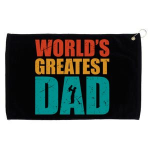 Worlds Greatest Dad Retro Funny Gift Grommeted Golf Towel