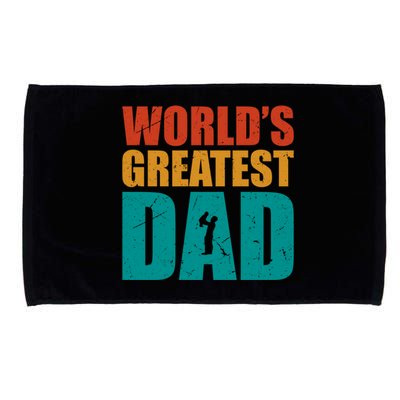 Worlds Greatest Dad Retro Funny Gift Microfiber Hand Towel