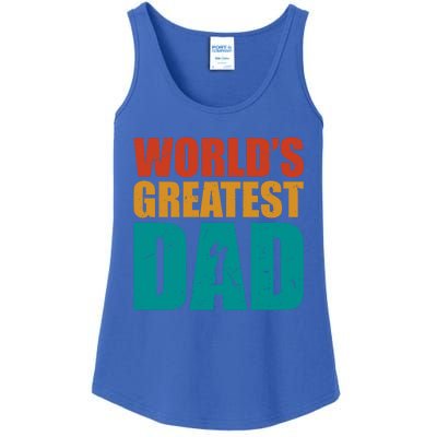 Worlds Greatest Dad Retro Funny Gift Ladies Essential Tank