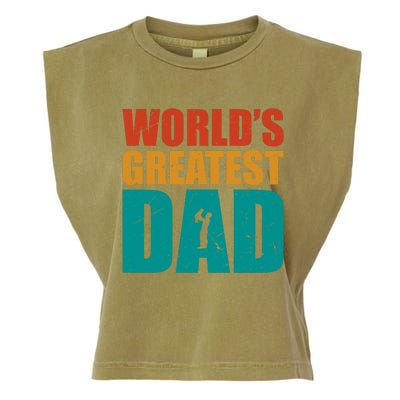 Worlds Greatest Dad Retro Funny Gift Garment-Dyed Women's Muscle Tee