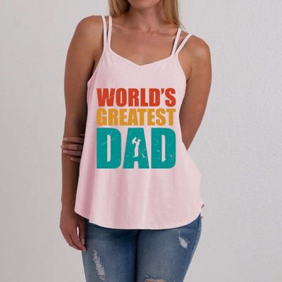 Worlds Greatest Dad Retro Funny Gift Women's Strappy Tank