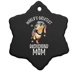 World's Greatest Dachshund Mom Funny Dog Mama Wiener Lover Great Gift Ceramic Star Ornament