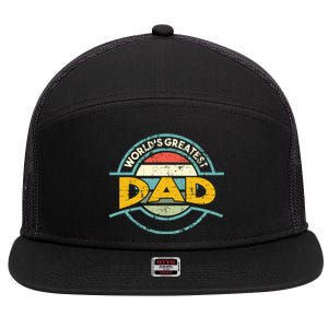 Worlds Greatest Dad Gift 7 Panel Mesh Trucker Snapback Hat