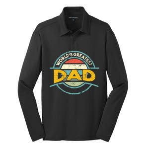 Worlds Greatest Dad Gift Silk Touch Performance Long Sleeve Polo