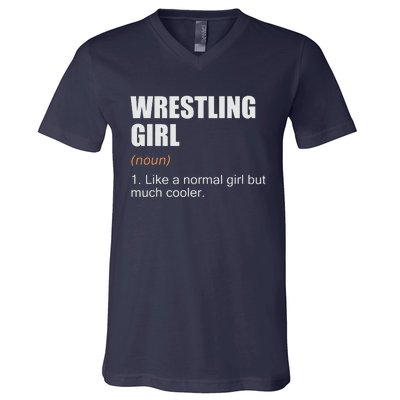 Wrestling Girl Definition Funny Wrestling Girl V-Neck T-Shirt