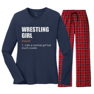 Wrestling Girl Definition Funny Wrestling Girl Women's Long Sleeve Flannel Pajama Set 