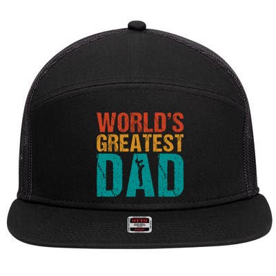 WorldS Greatest Dad 7 Panel Mesh Trucker Snapback Hat