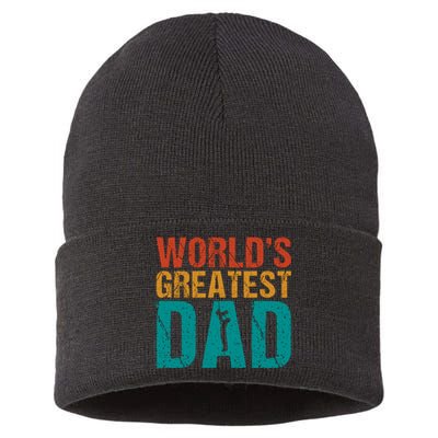 WorldS Greatest Dad Sustainable Knit Beanie