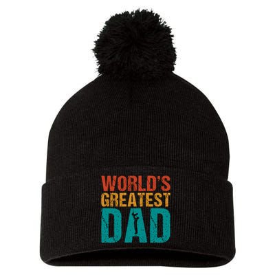 WorldS Greatest Dad Pom Pom 12in Knit Beanie