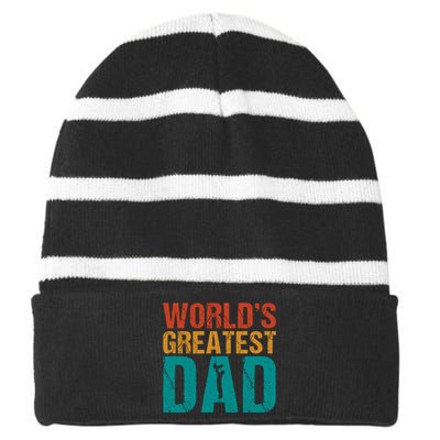 WorldS Greatest Dad Striped Beanie with Solid Band