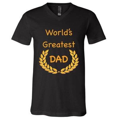 World's Greatest Dad Father Daddy Father's day GraphicT V-Neck T-Shirt