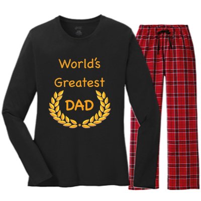 World's Greatest Dad Father Daddy Father's day GraphicT Women's Long Sleeve Flannel Pajama Set 