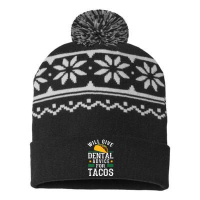 Will Give Dental Advice For Tacos Funny Dentist Student USA-Made Snowflake Beanie