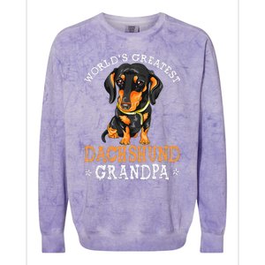 World's Greatest Dachshund Grandpa Funny Dog Wiener Lover Colorblast Crewneck Sweatshirt