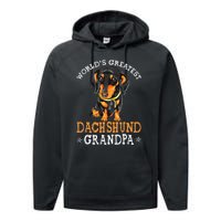 World's Greatest Dachshund Grandpa Funny Dog Wiener Lover Performance Fleece Hoodie