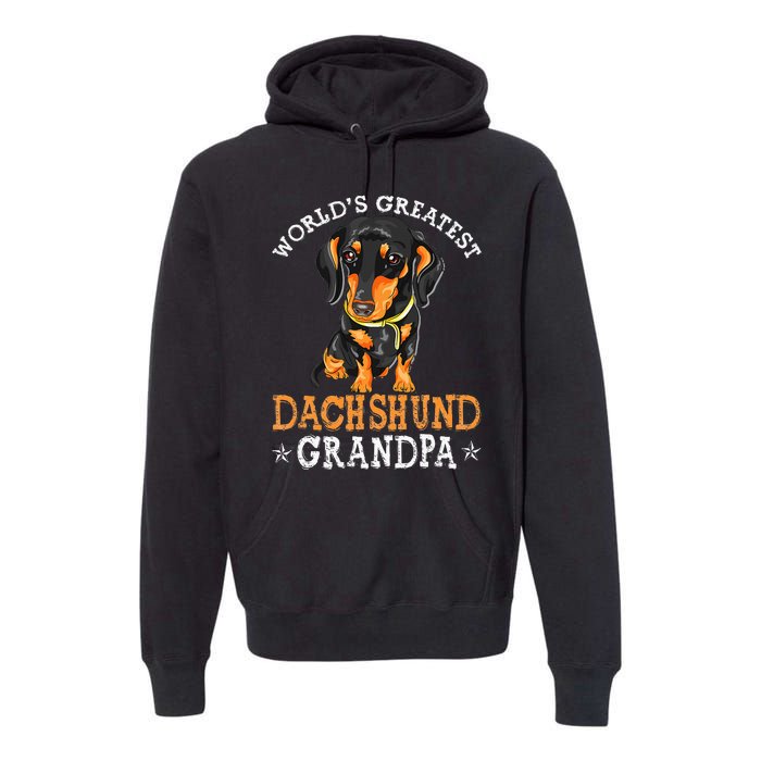 World's Greatest Dachshund Grandpa Funny Dog Wiener Lover Premium Hoodie