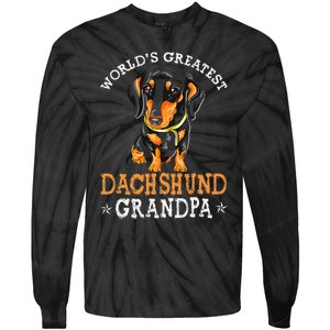 World's Greatest Dachshund Grandpa Funny Dog Wiener Lover Tie-Dye Long Sleeve Shirt