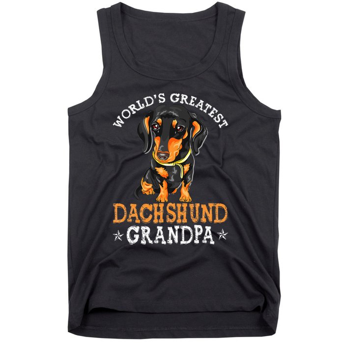 World's Greatest Dachshund Grandpa Funny Dog Wiener Lover Tank Top