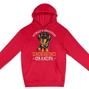 World's Greatest Dachshund Grandpa Funny Dog Wiener Lover Premium Pullover Hoodie