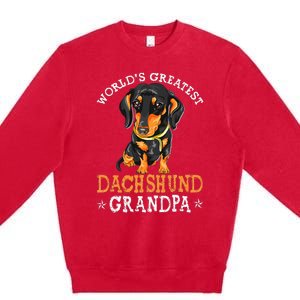 World's Greatest Dachshund Grandpa Funny Dog Wiener Lover Premium Crewneck Sweatshirt