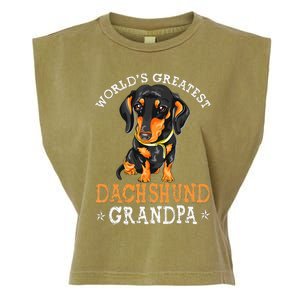 World's Greatest Dachshund Grandpa Funny Dog Wiener Lover Garment-Dyed Women's Muscle Tee