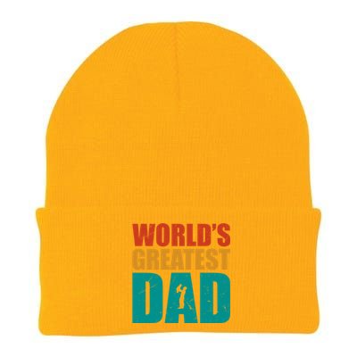 Worlds Greatest Dad Retro Gift Knit Cap Winter Beanie