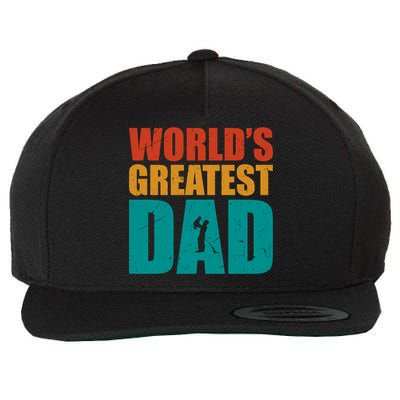 Worlds Greatest Dad Retro Gift Wool Snapback Cap