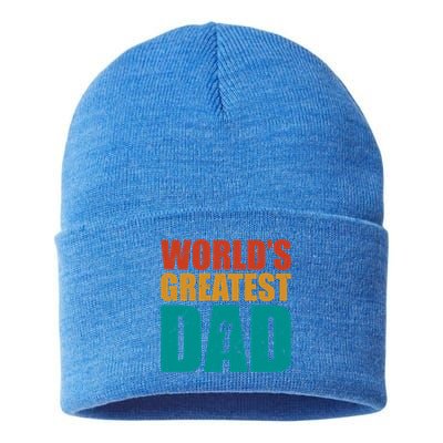 Worlds Greatest Dad Retro Gift Sustainable Knit Beanie