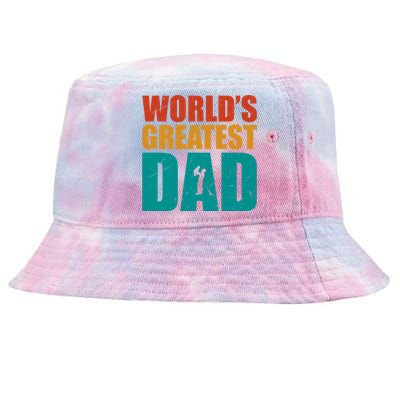 Worlds Greatest Dad Retro Gift Tie-Dyed Bucket Hat