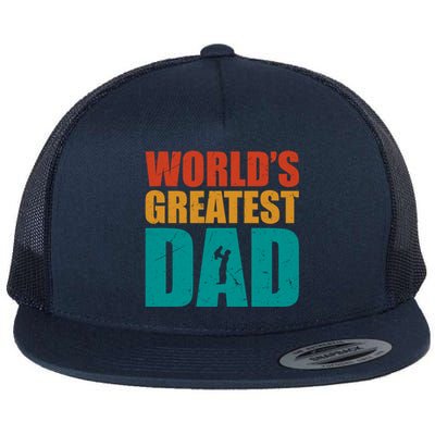 Worlds Greatest Dad Retro Gift Flat Bill Trucker Hat